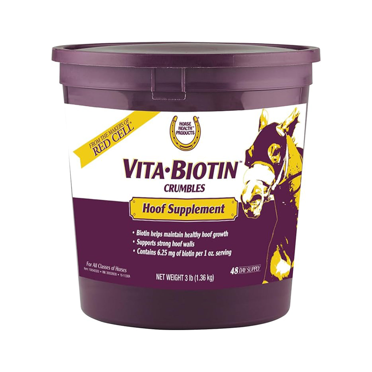 Vita Biotin Crumbles es un suplemento diseñado para mantener la salud y crecimiento óptimo de los cascos en todos los caballos, incluidas las yeguas preñadas.