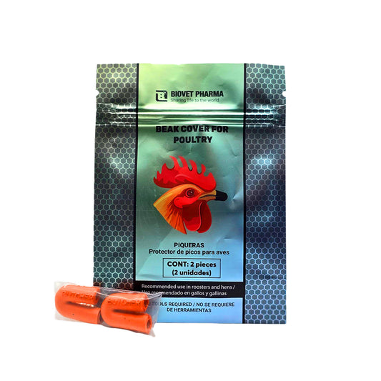 Piqueras Protectores de Pico para Gallos Beak Cover For Poultry. Protege el pico de tus aves. Ideal para evitar que tu gallo lastime a otras aves o mascotas. Contenido: 2 Unidades  